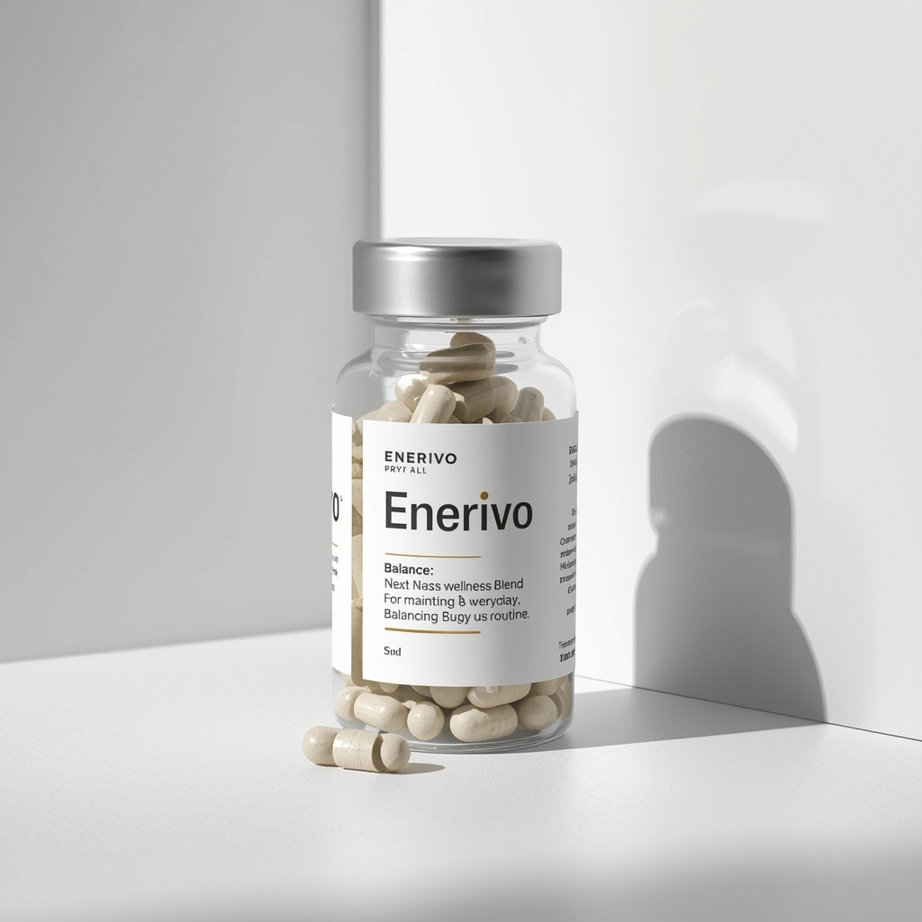 Enerivo supplement bottle and packaging showing ingredient list